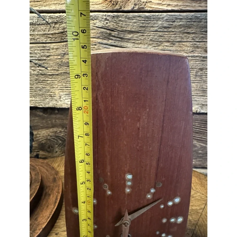 Early‎ Rare Mid Century Modern Teak Brass Statue Clock. Beautiful.